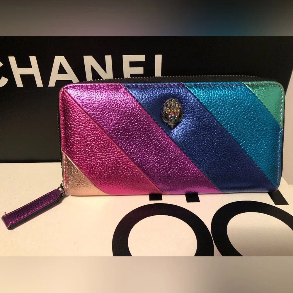 Auth Rainbow 🌈 Kurt Geiger Metallic Leather Large Wallet - Picture 12 of 13